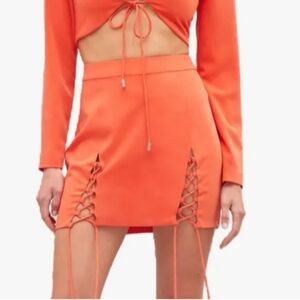 ATOIR Citrus Skirt In Melon Lace-up Detail Mini Shirt